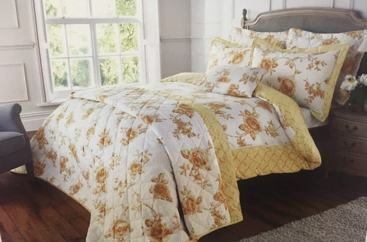 Double Bed Duvet Cover Set Rouen Gold Floral Bedding Set