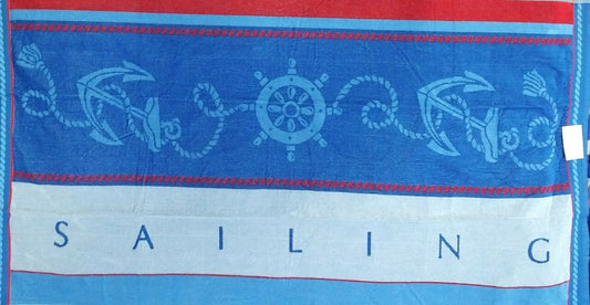 Nautical Sailing Jumbo Beach Towel 100% Cotton
