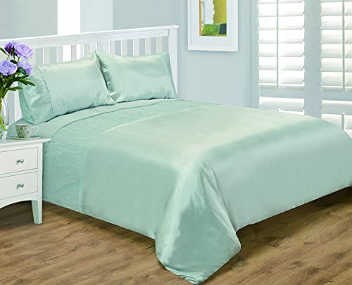 King Size Duvet Cover Set Serene Duck Egg Crinkle Bedding Set