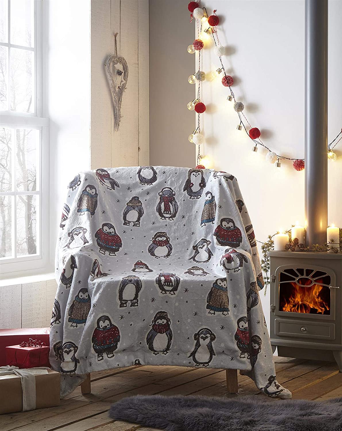 Snowy Penguins Sherpa Fleece Blanket 130cm x 170cm