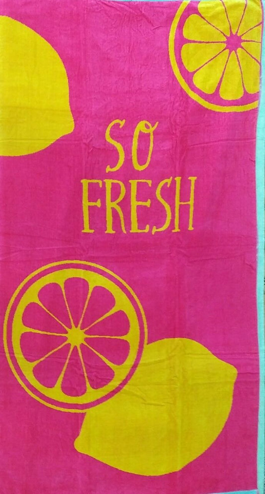 So Fresh Lemons Cerise Jumbo Beach Towel 100% Cotton