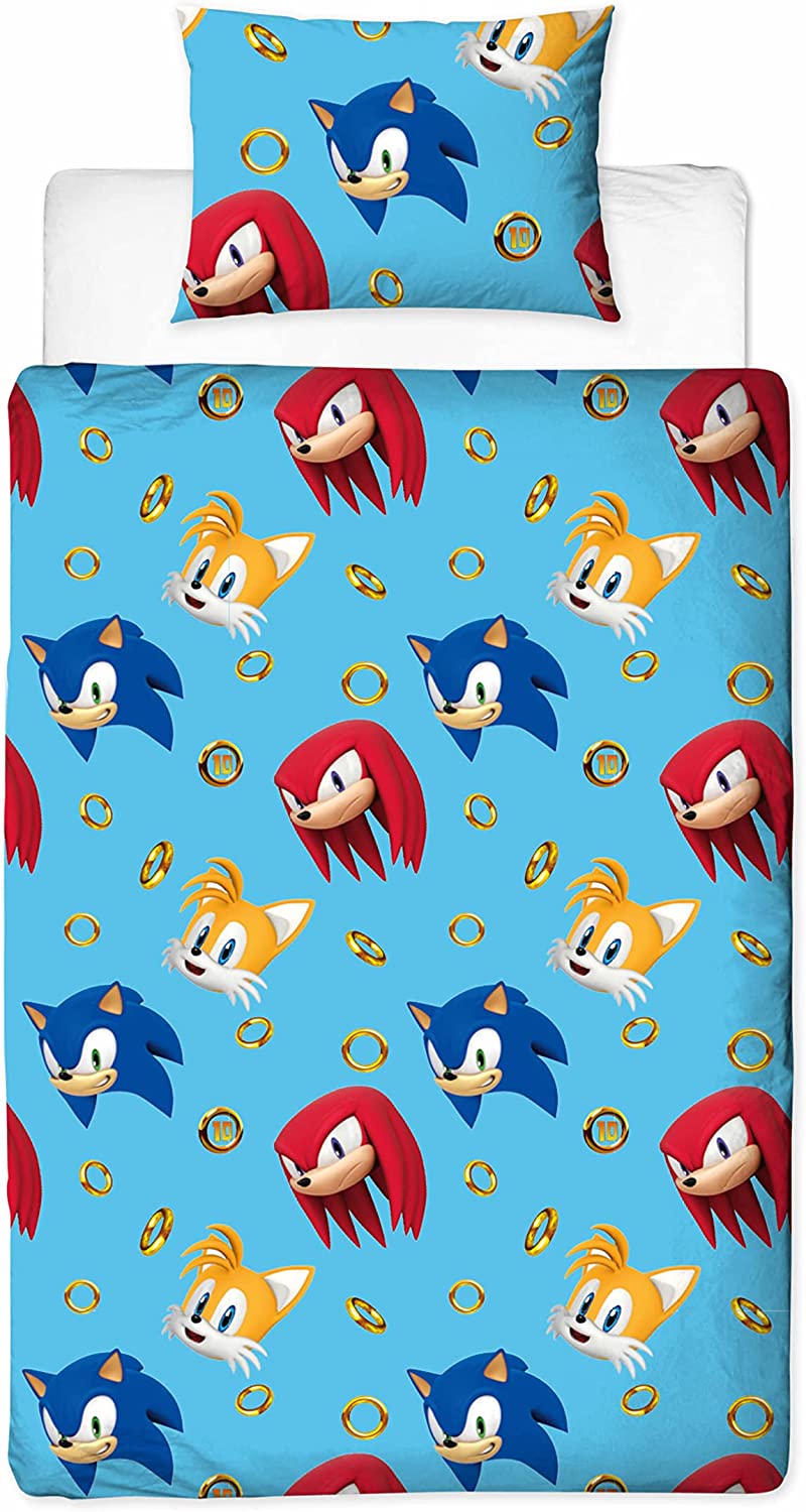 Single Bed Sonic The Hedgehog Speed Duvet Cover Set Reversible Bedding Set Sega