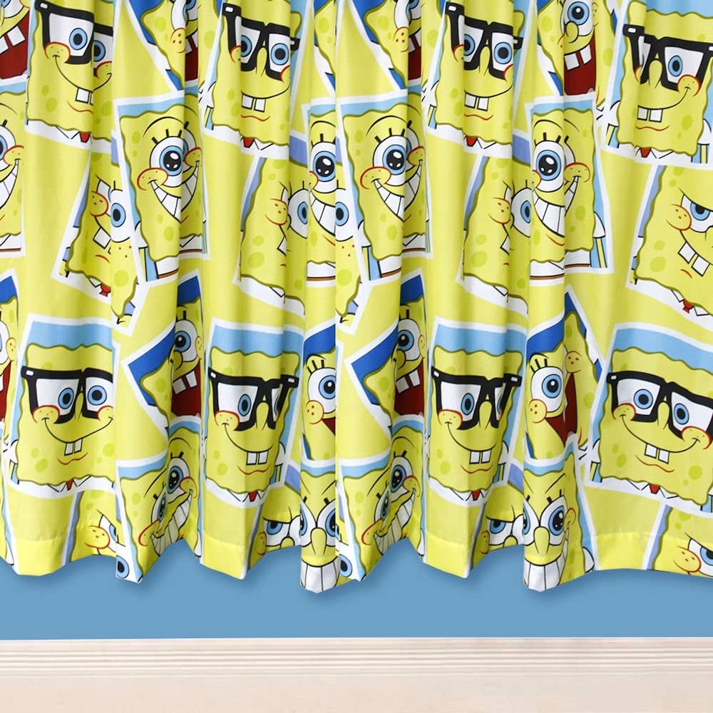 Spongebob Squarepants 'Framed' 66" x 72" Unlined Pencil Pleat Character Curtains