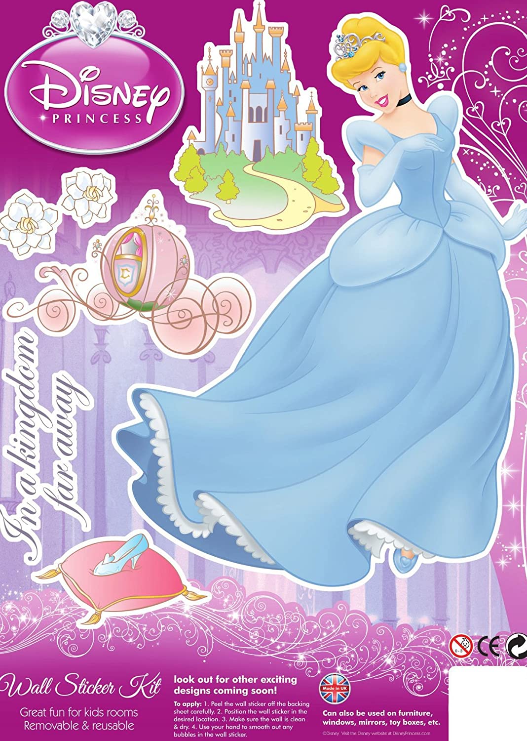 Disney Princess 3 Pack Wall Sticker Kit Character Princesses Belle Cinderella Sleeping Beauty