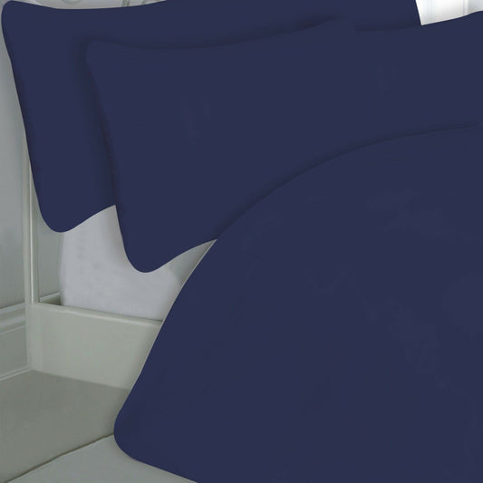 Double Bed Navy Blue Duvet Cover Set 200 Thread Count