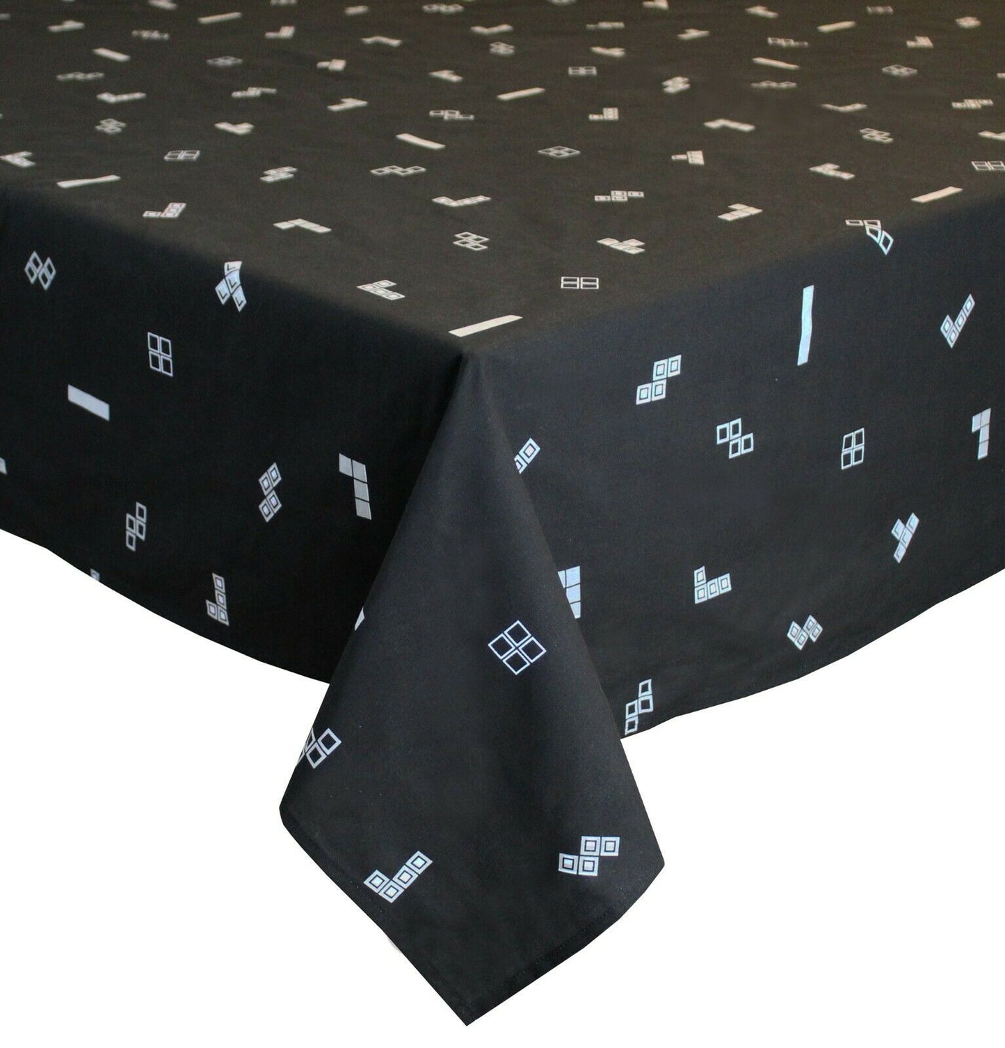 Tetris Black Table Cloth 54" x 72" Soft Touch Water Repellent Luxury Gamer Vintage