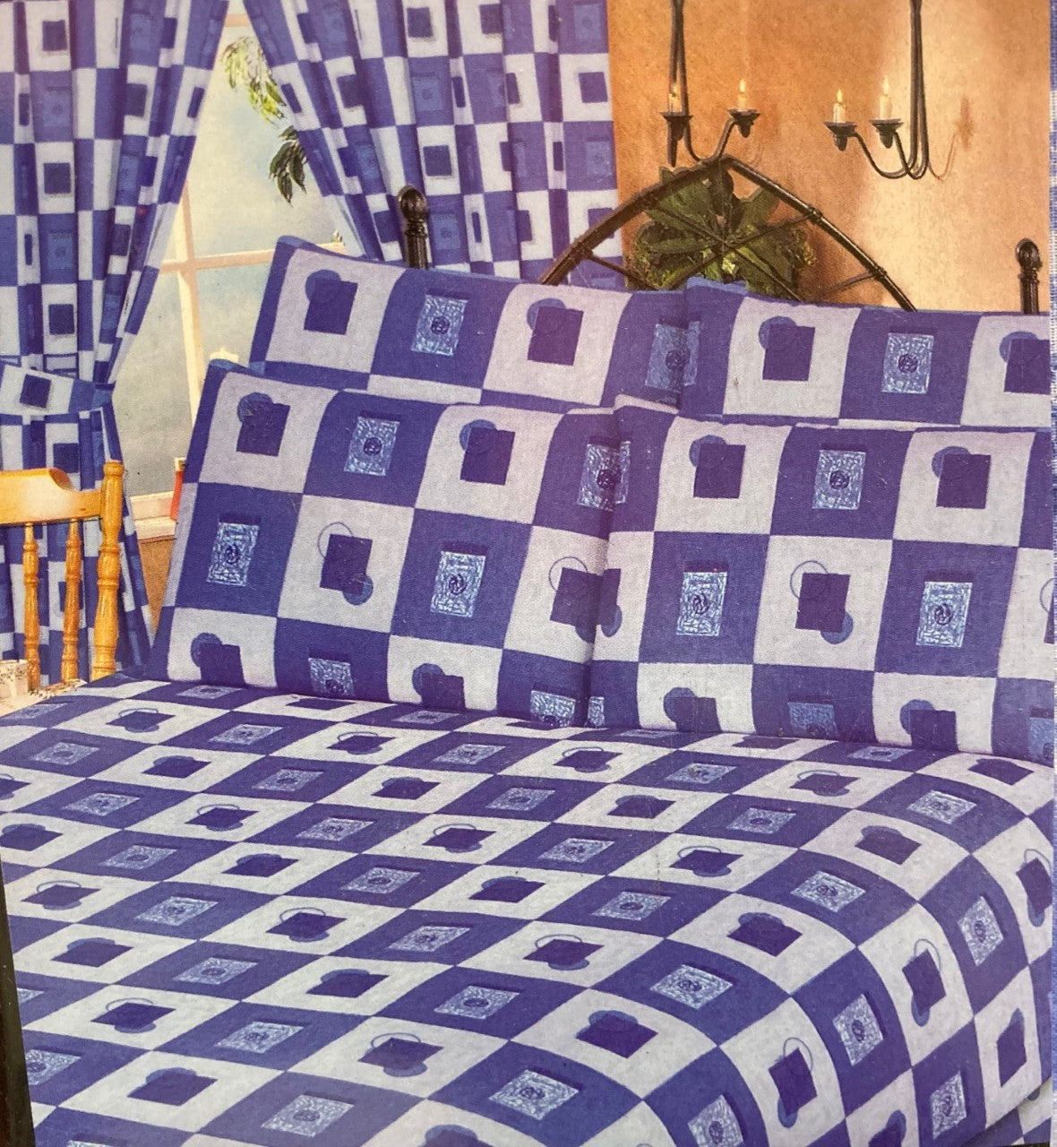 Double Bed Duvet Cover Set Toronto Blue Cube Squares Bedding