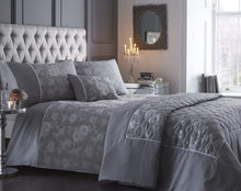 Load image into Gallery viewer, Double Bed Duvet Cover Set Warwick Silver Jacquard
