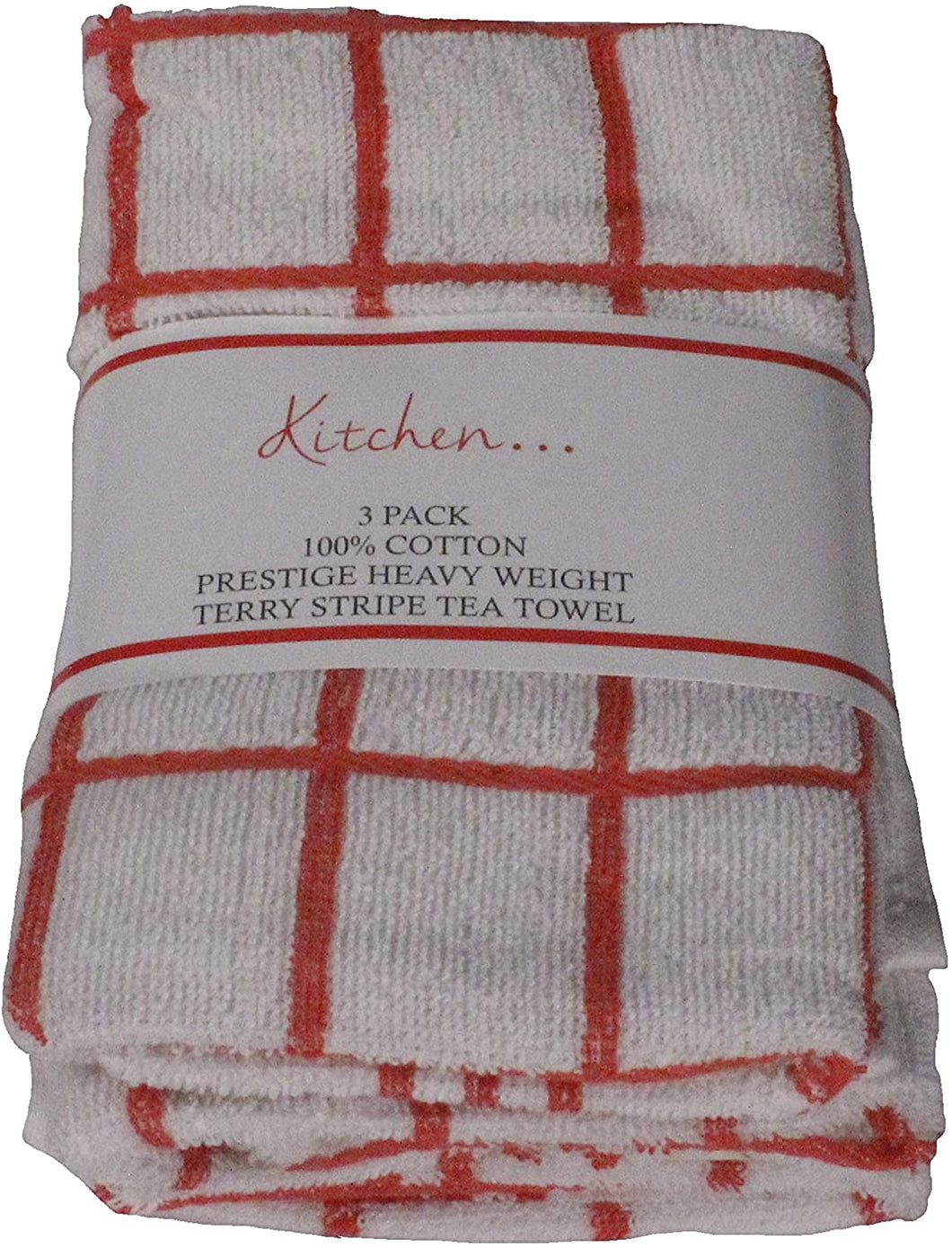 3 Pack 100% Cotton Red White Check Tea Towels