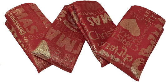 Christmas Xmas Words 4 Pack Napkins 43cm x 43cm (17"x 17") Festive Linen Red Gold