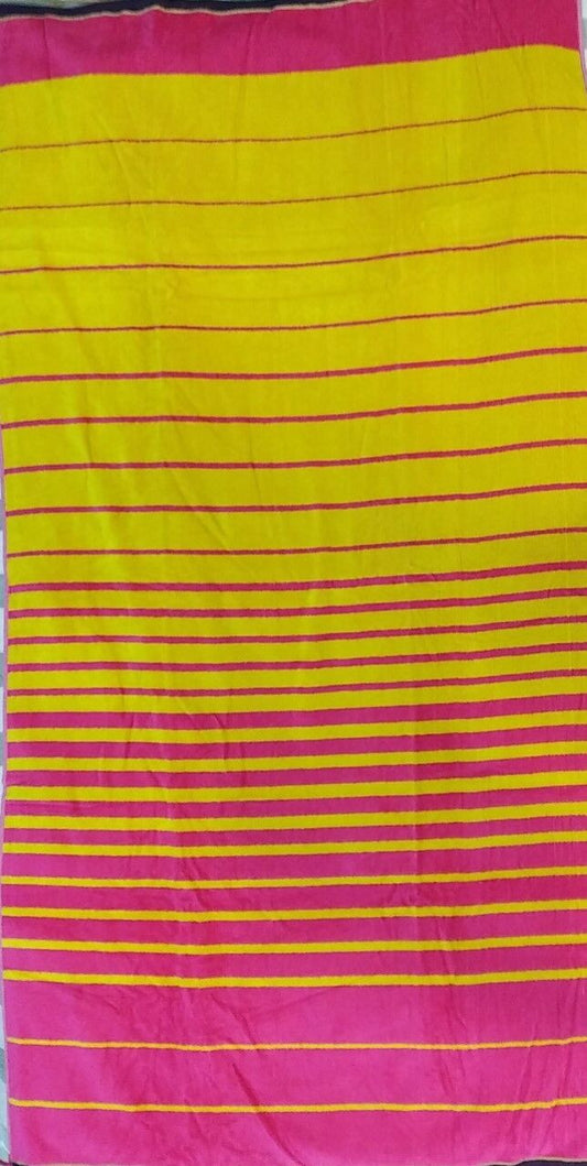Jumbo Large Beach Towel Yellow Pink Stripes 100% Cotton
