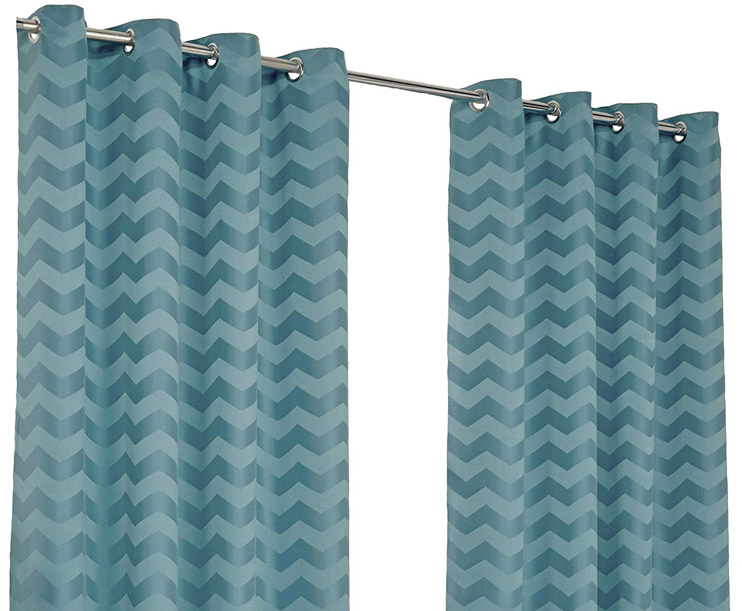 Zig Zag Teal Kingfisher 90" x 90" Luxury Lined Ready Made Eyelet Curtains